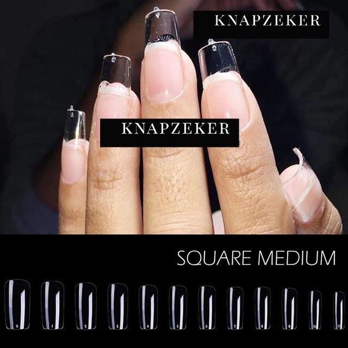 Gel Soft Flex Tips Nail Extension Press on nails Full Cover medium Squared square shape nagels False Tips nepnagels plaknagels met lijm nagels 240ps Fake nails in 12 sizes 100% soak-off - Nageltips Transparant / Clear Tips  + nagelvijl + glue
