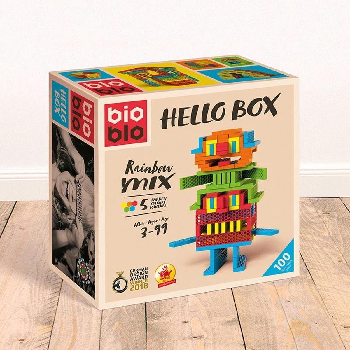 Bioblo Hello Box Rainbow - 100 eco bouwblokken