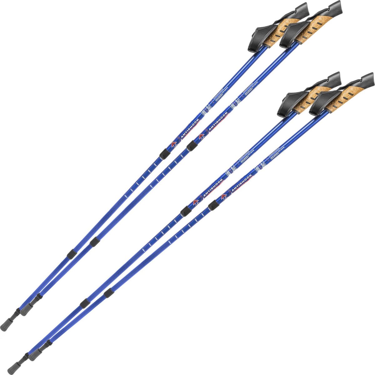 2 paar Nordic walking stokken antishock blauw 401980