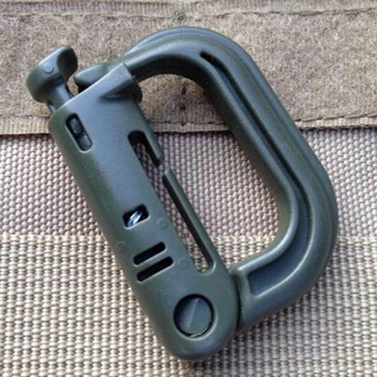 2 X Grimloc Molle Karabijnhaak - D Locking - Plastic Clip - Gesp - Karabijnhaak - Sleutelhanger - Groen