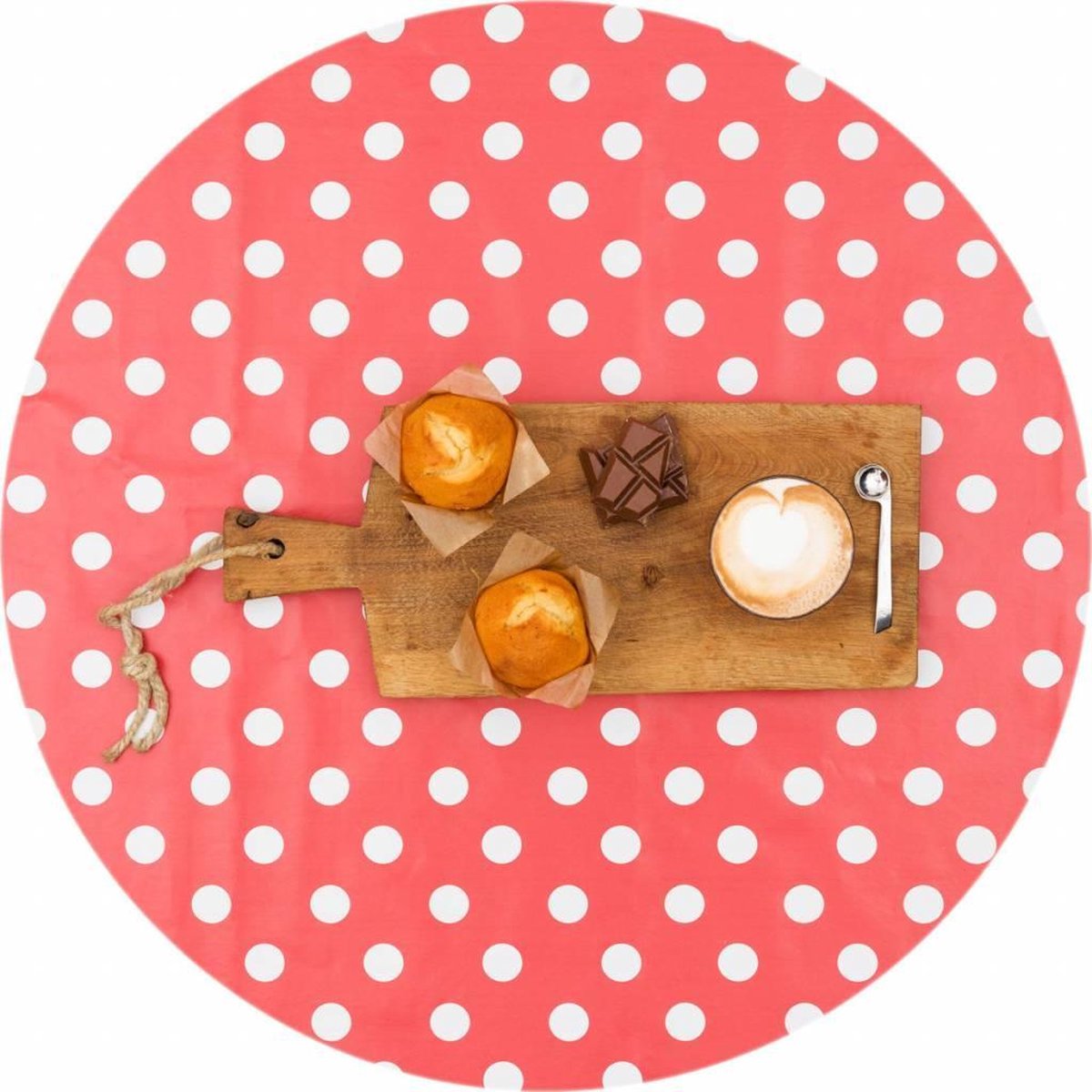 MixMamas Rond Tafelzeil - Ø 140 cm - Grote Stip - Rood/Wit