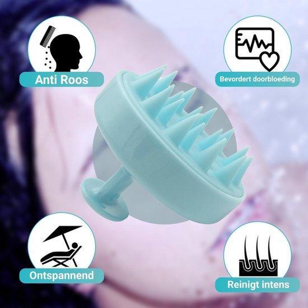 RTS products® - Massage borstel - Hoofd massage - Siliconen haarborstel - Groen - ANTI STRESS & ROOS