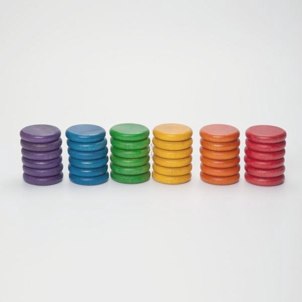 Grapat Houten Speelgoed 36 x Munten (6 kleuren)