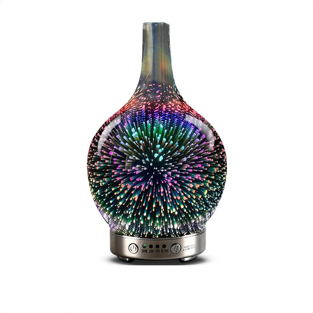 SensaHome Glazen 3D Aroma Diffuser - Nachtlamp en Luchtbevochtiger - Kleurrijke LED-verlichting -  Aroma Vernevelaar - Galaxy 1