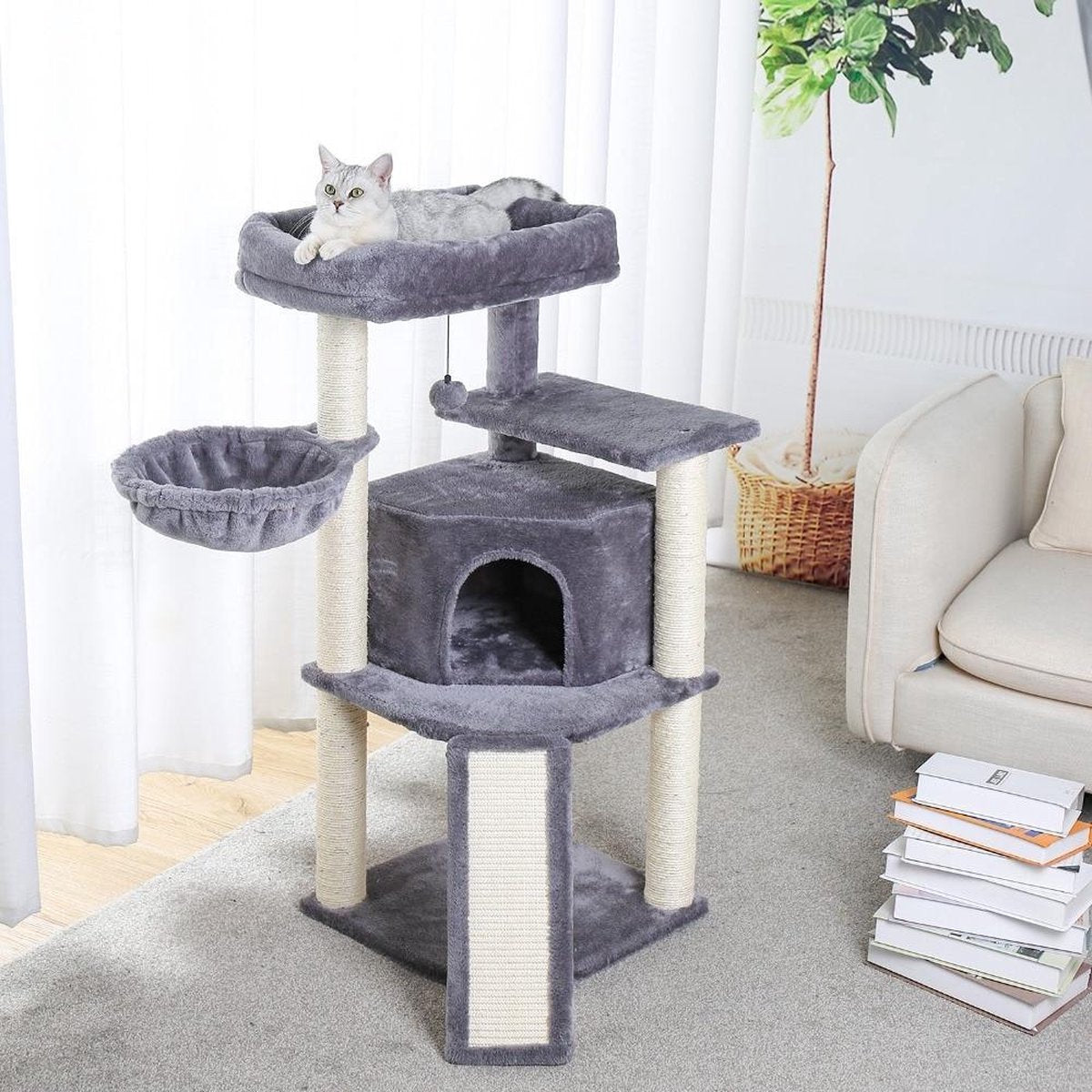 TBG Huisdier Krabpaal Toren Condo Huis Krabpaal Speelgoed voor Kat Kitten Kat Springen Speelgoed met Ladder Spelen Boom AMT0052GY
