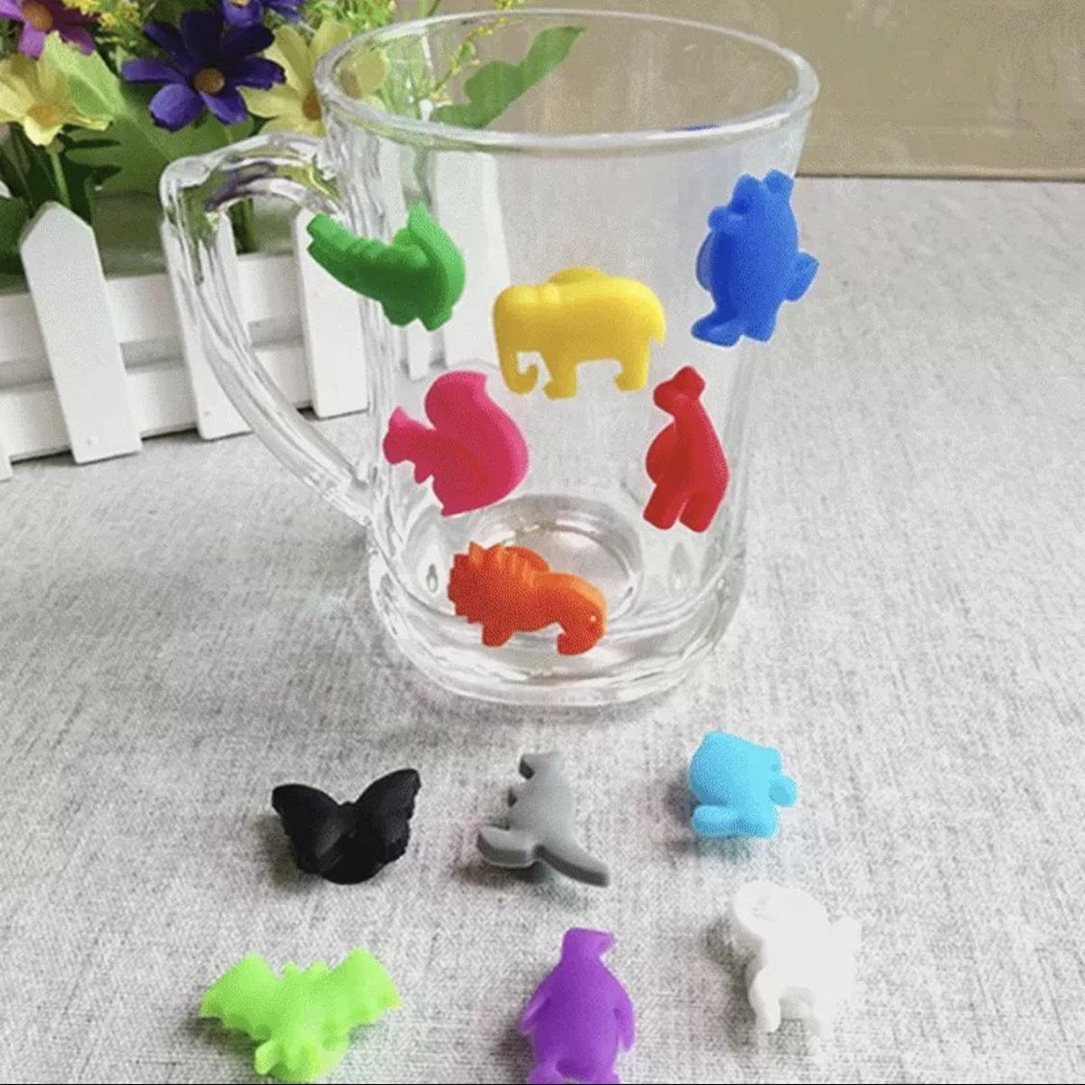 Glasmarkers van Versteeg® - Dieren - 12 stuks - glas herkennen - Wijnmarkers - Feest