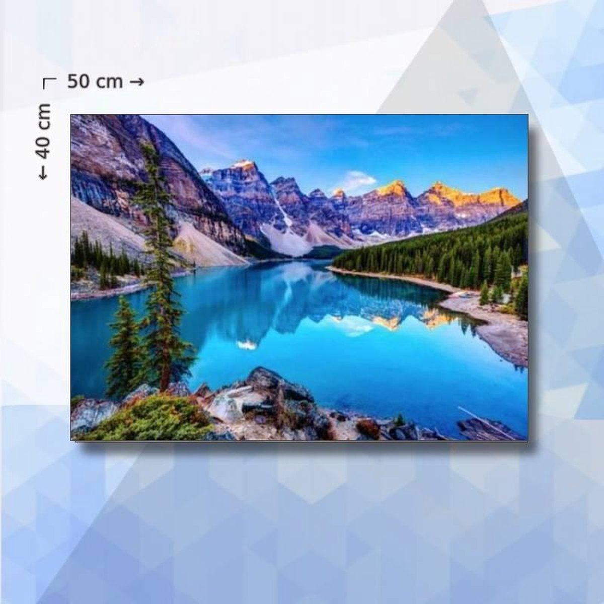 Diamond Painting pakket Meer bij Rocky Mountains - ronde steentjes - 50 x 40 cm