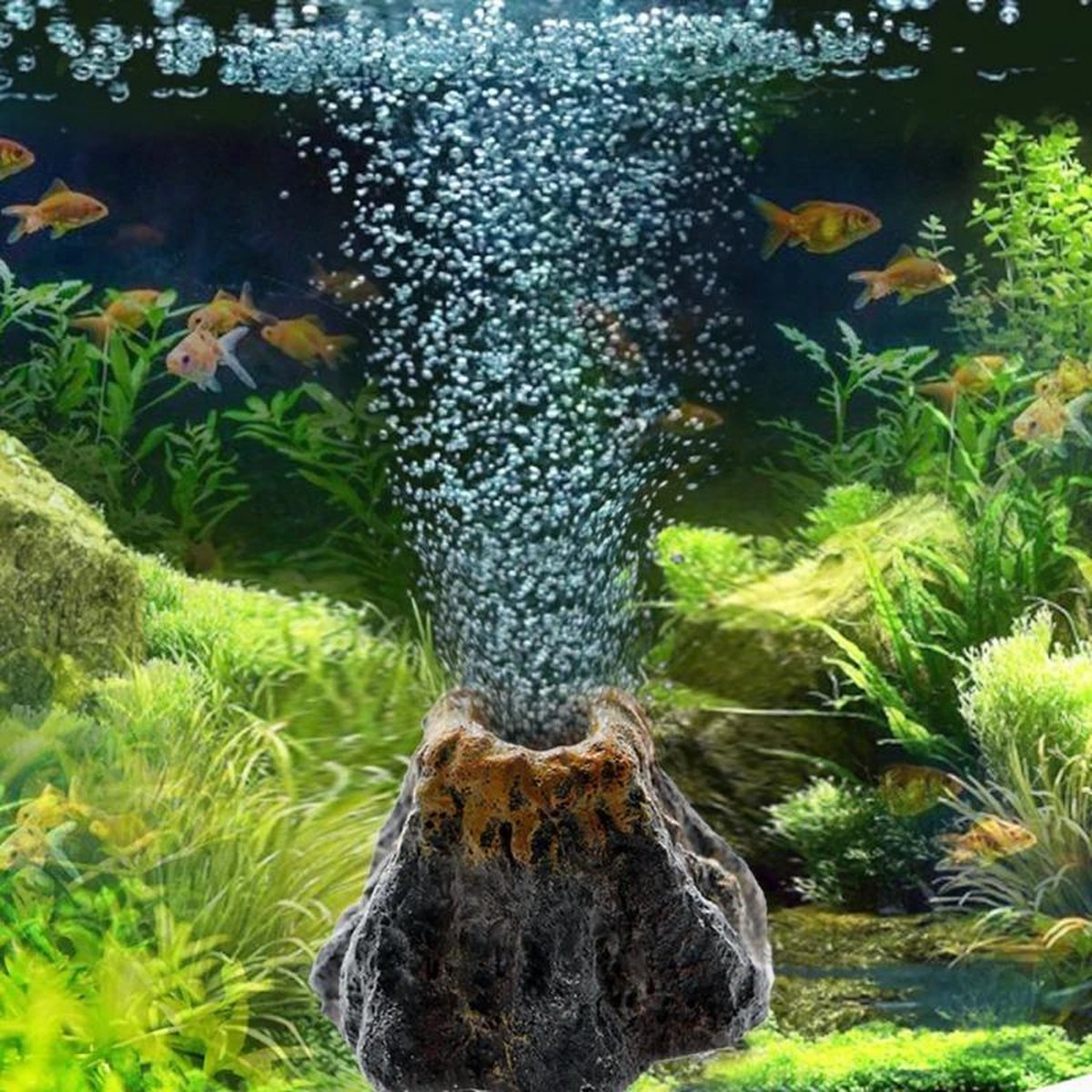 Dierplezier - Aquarium decoratie - Vulkaan - Zuurstofvulkaan - Aquarium toebehoren - Ook voor kleine visbokaaltjes - Mooie zuurstof bubbels – Levensecht