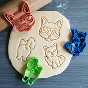 Koekjesvorm | 3-delige set | Coole Kat - Hipster Kat - Krolse Kat | Cookie cutter | Uitsteekvorm | Bakvorm | 8cm