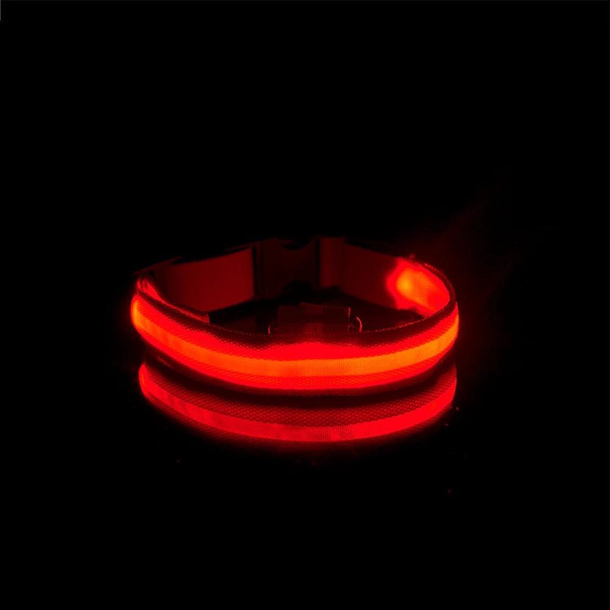 Lichtgevende halsband voor honden - Rode led - 45-52 cm omvang - Veilige halsband met rood led licht - USB oplaadbaar - Incl USB kabel