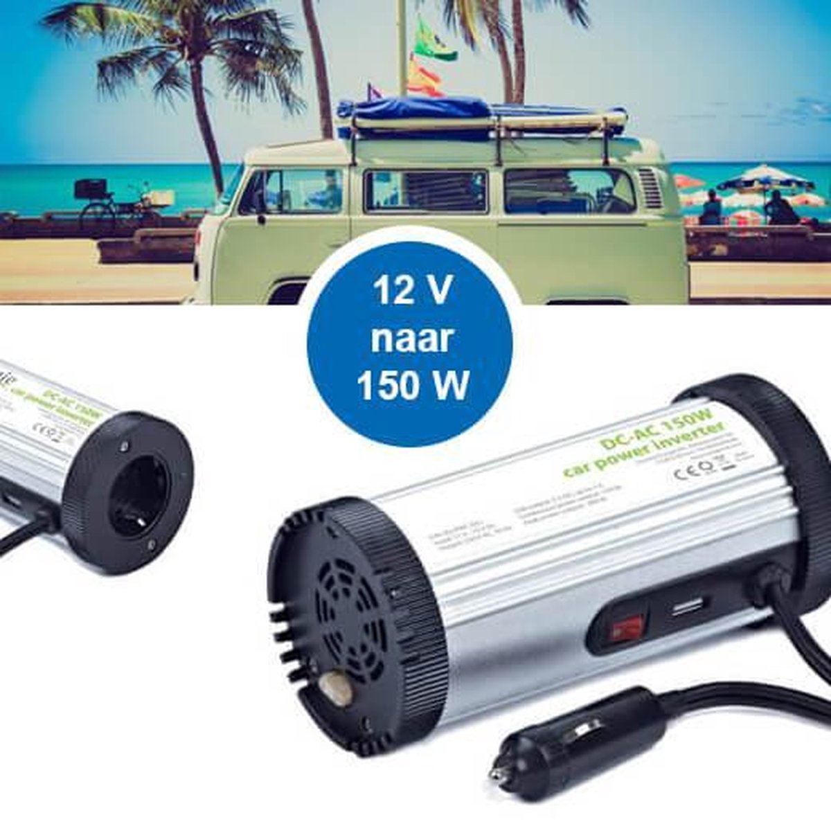 Spanningsomvormer voor in de Auto -12V naar150W