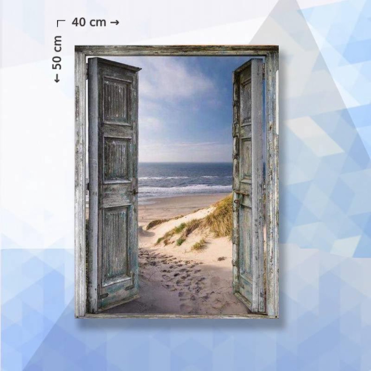 Diamond Painting Pakket Oude Deur Naar Strand - vierkante steentjes - 40 x 50 cm