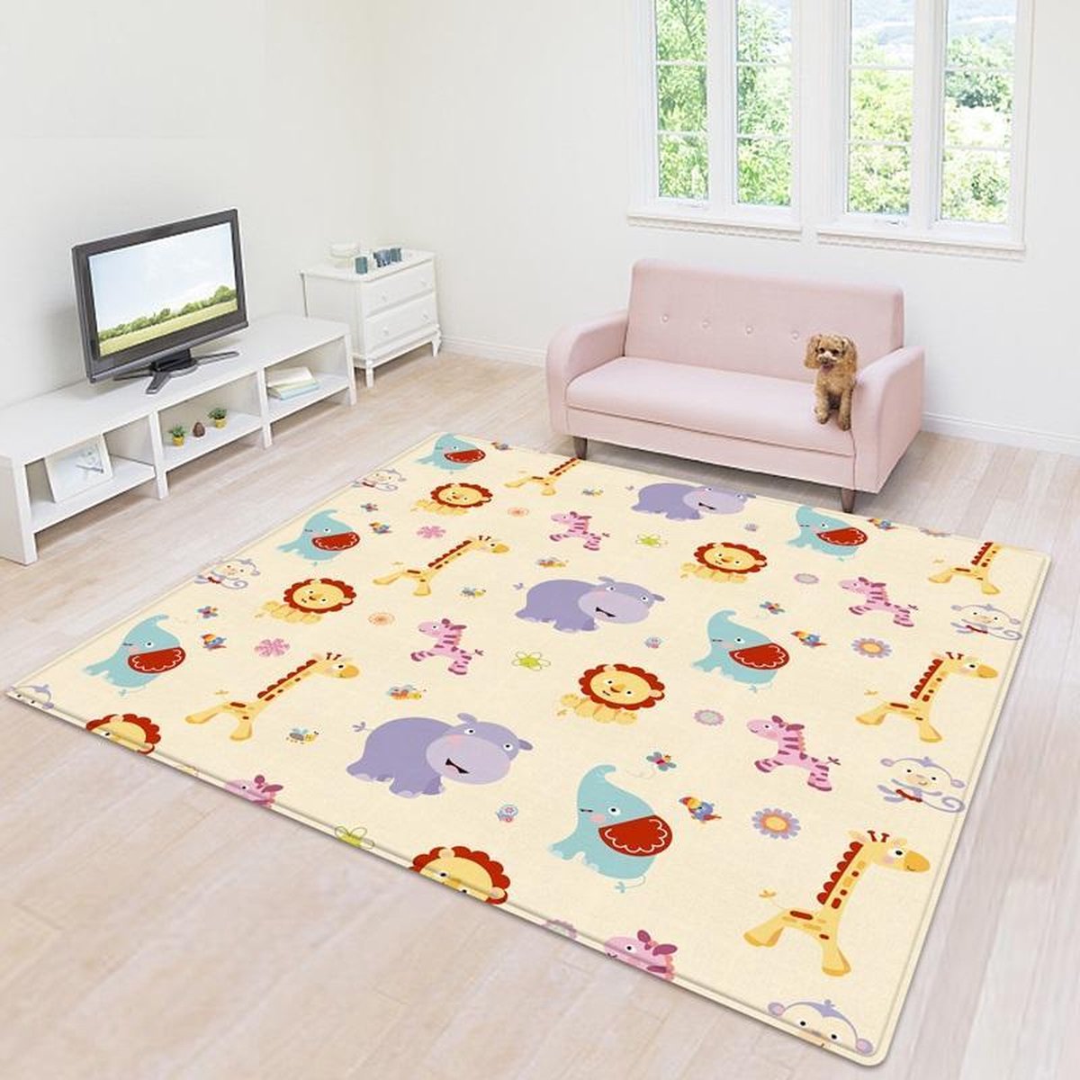 ViKids XXL Speelkleed 200*180*1cm - Anti-val & Waterbestendig Speelmat - Foamen Speeltapijt - Dieren & Voertuigen