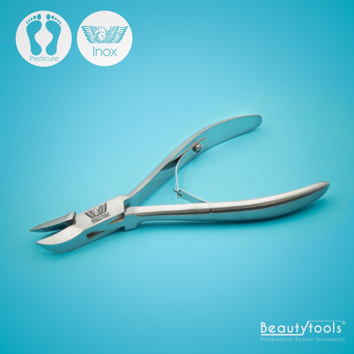 BeautyTools INOX Nagelknipper/Nageltang Voor Pedicure Met Uitgestoken Snijvlak - Voor Harde Teennagels - CloseCut - 15 mm Gebogen Bek (NN-0089)