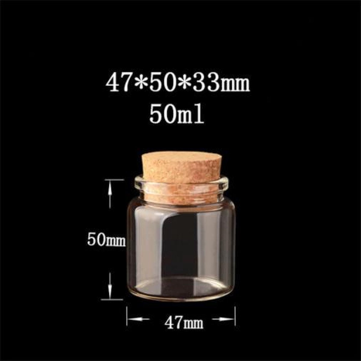 5 Flesjes 50 ML Met Kurk - Kleine Glazen Lege Glas Flesjes - Transparante Reisflesjes