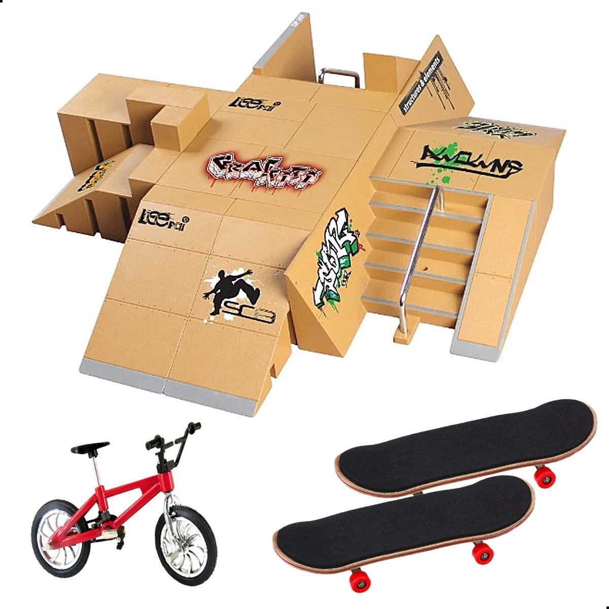 AWEMOZ® Complete Set Fingerboard Skatepark - Mini Skateboard - Skate Ramp - Vinger Skateboard