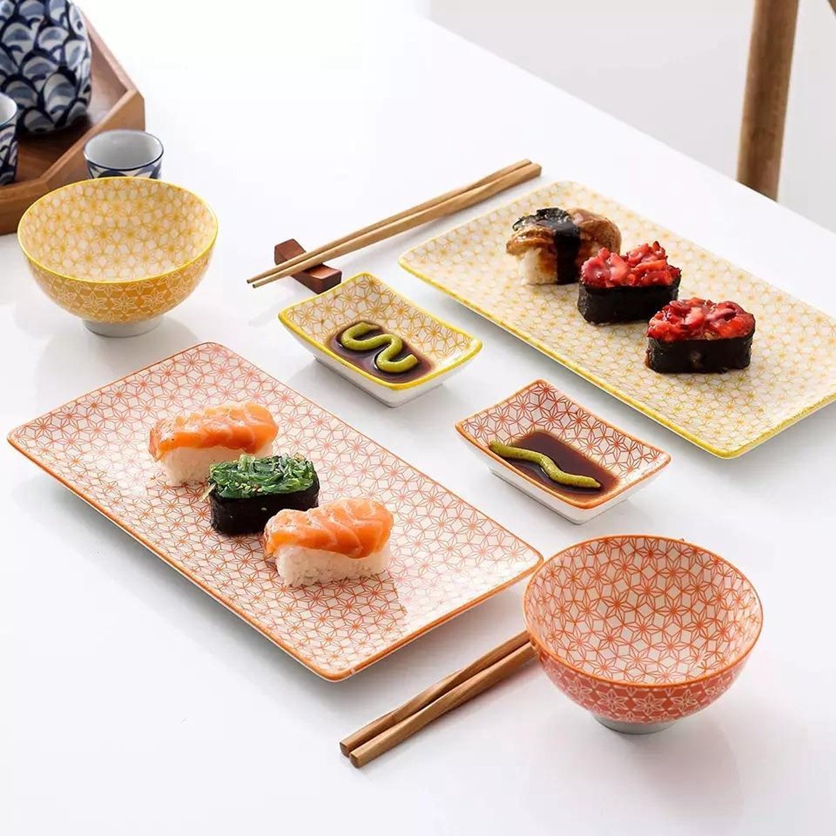 Sushi servies -8 delig - 2 personen - Japans servies - Vancasso Natsuki