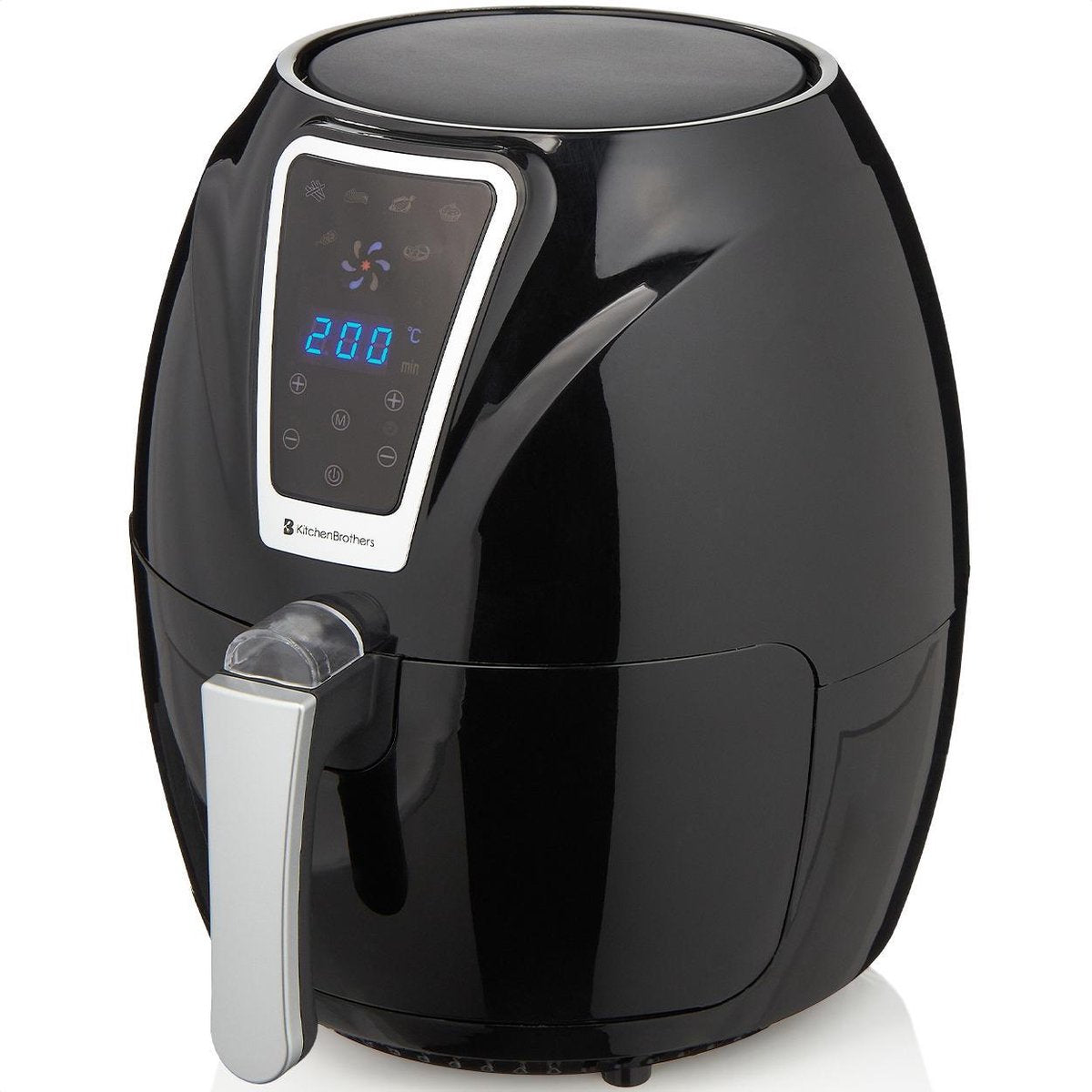 KitchenBrothers Airfryer - Hetelucht Friteuse - LED Touch Screen - Incl. Frituurmand - 1300W - 3
