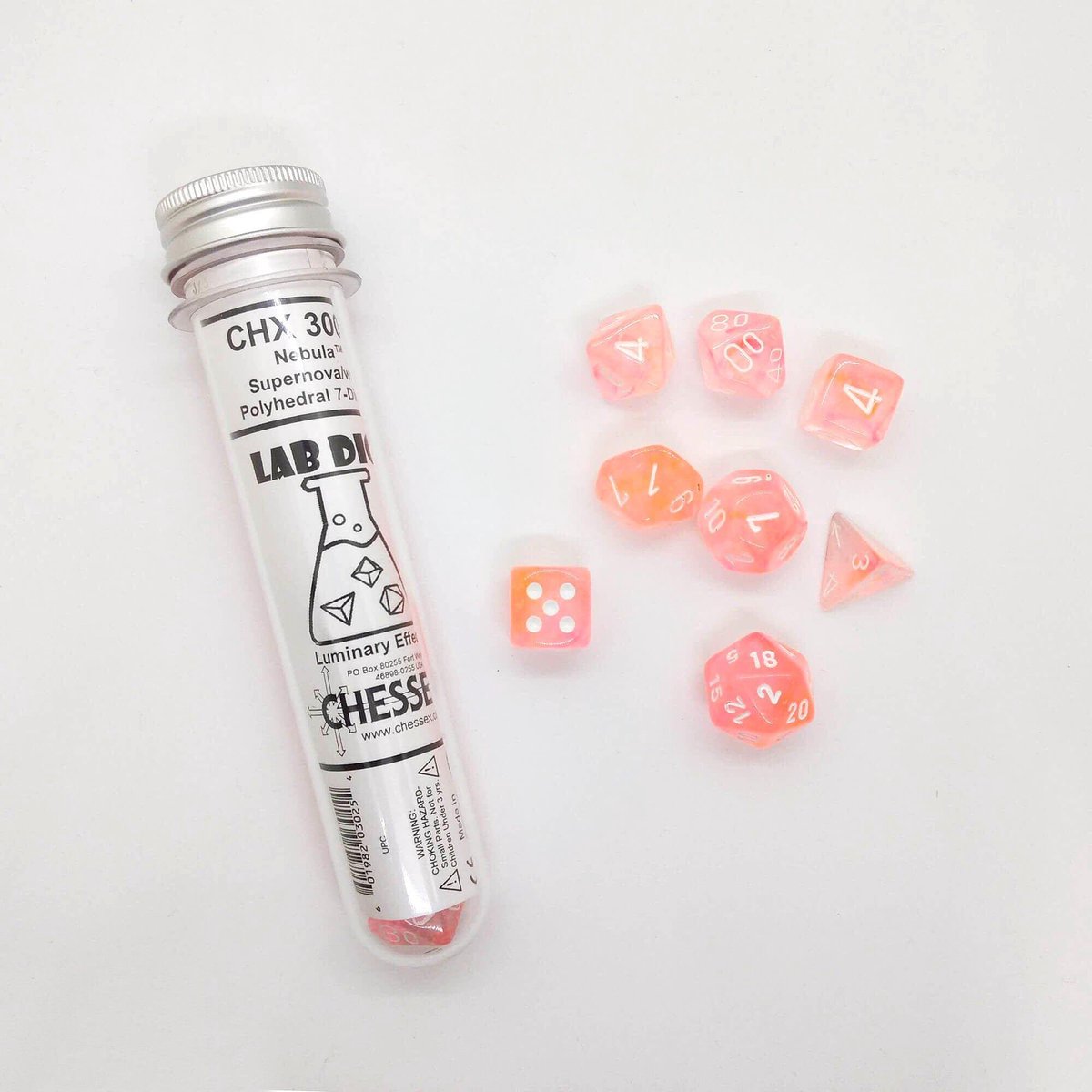 Chessex 8-Die set Lab Dice Nebula Supernova/White