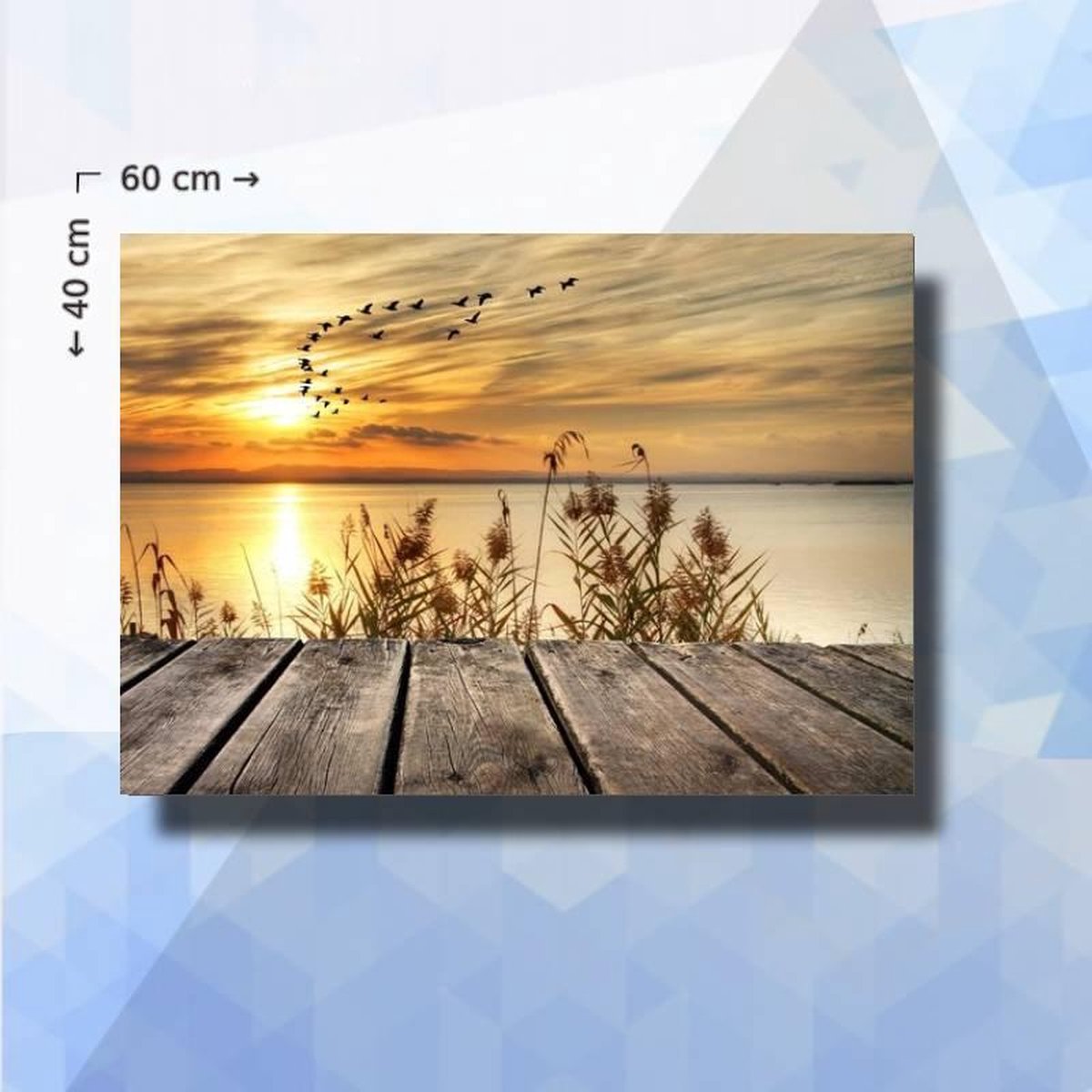 Diamond Painting Pakket Vogels Boven Meer - vierkante steentjes - 60 x 40 cm
