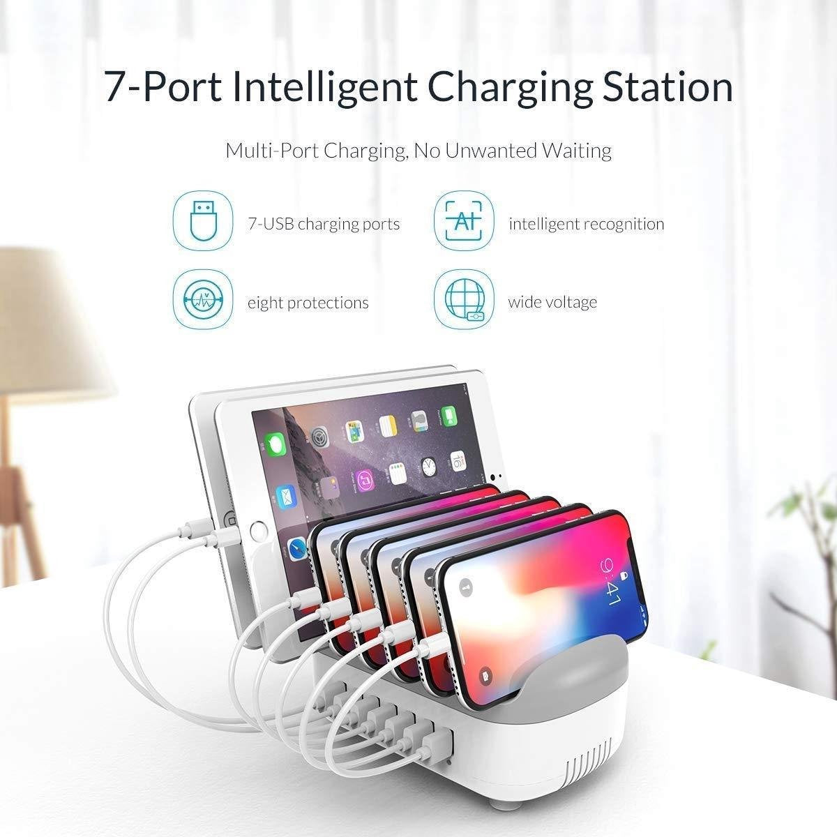 Orico Oplaadstation voor 7 tablets/smartphones  70W - 2.4A - Wit