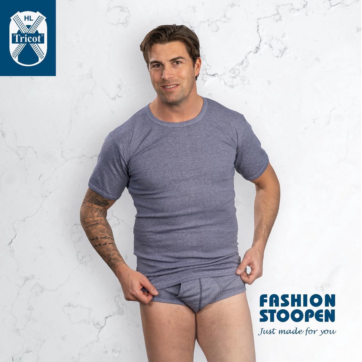 Tino/ hemd KM jeans marine -Medium