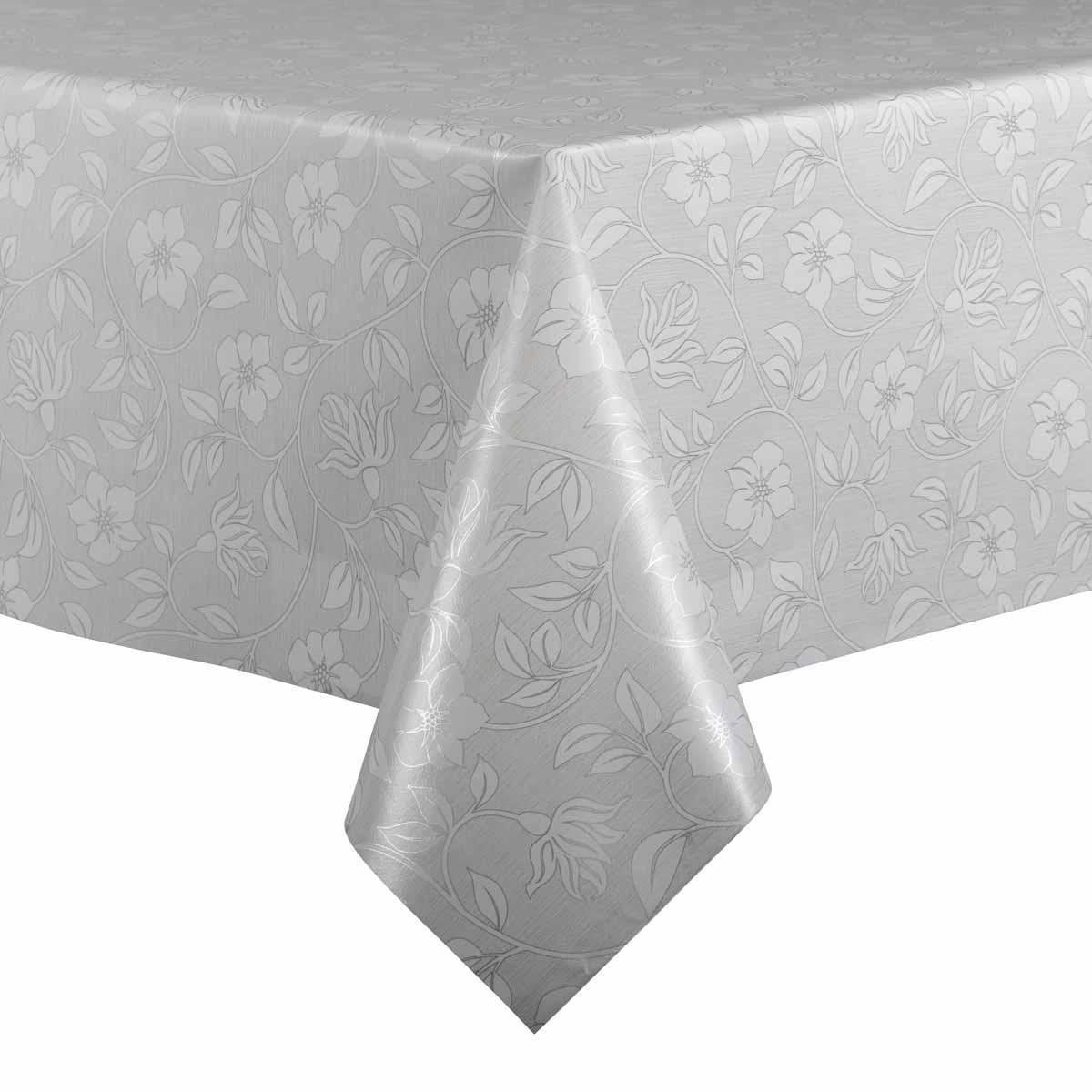 MixMamas Tafelzeil - 140 x 250 cm - Strakke bloem - lichtgrijs
