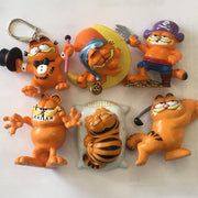 6x Garfield figuurtjes Bullyland ca. 6 cm (o.a. met zuignap en sleutelhanger)