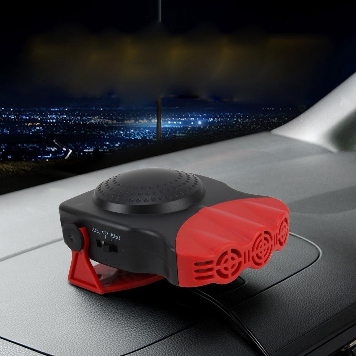 DC 12 V 150 W Koud en Warm Tweeërlei gebruik Drie Outlet Auto Auto Elektronische Verwarming Ventilator Voorruit Ontdooier Demister (rood)