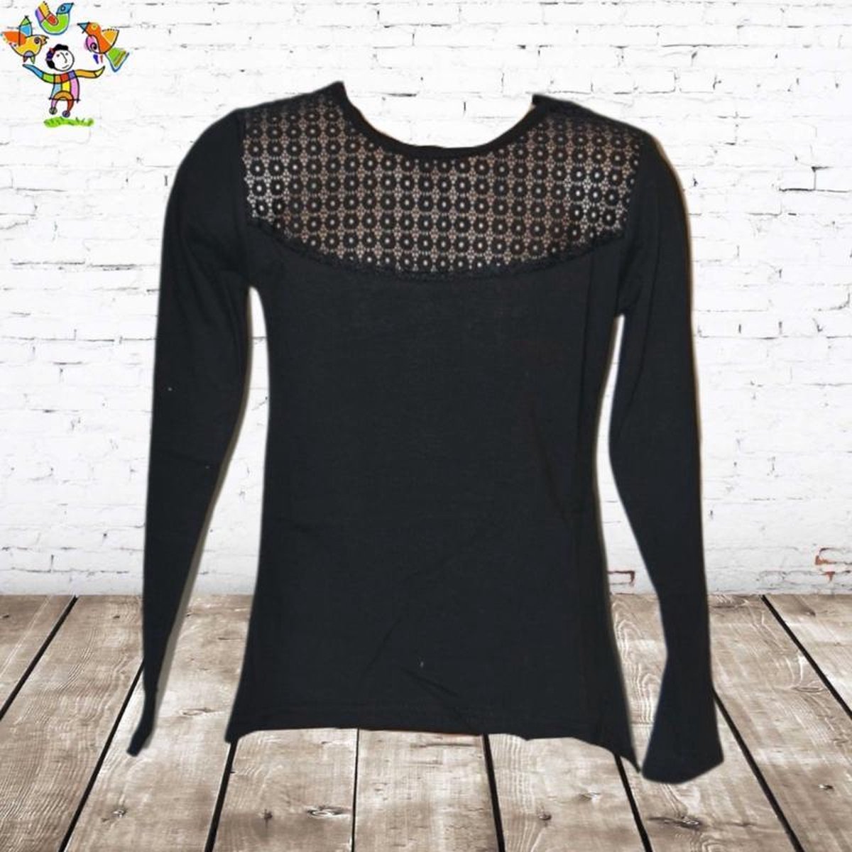 S&C Zwarte longsleeve meisjes 98/104