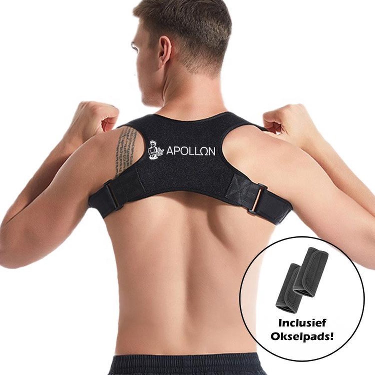 Apollon - Rug corrector - Postuur Corrector - Houding Corrector - Rugbrace - Met Okselpads - Verstelbaar - Unisex - One size fits all