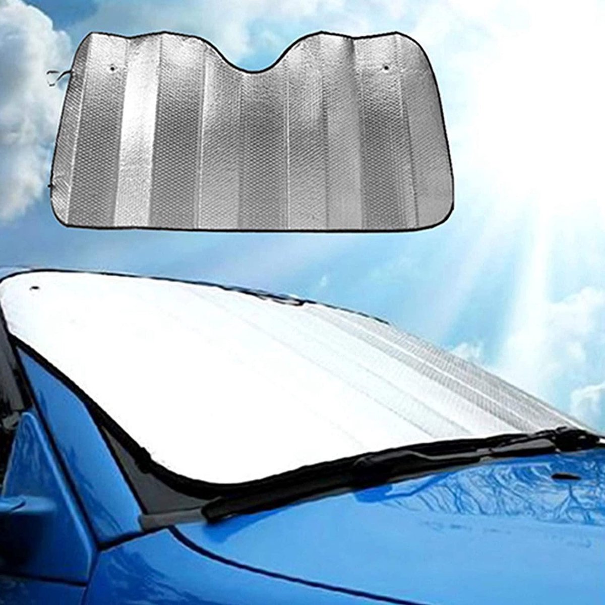 Doodadeals® | Quality Zonwering Auto | Zonnescherm Auto Voorruit | Zonwering Auto Voorruit | Voorruitfolie | 60 x 130 cm | Met 2 Zuignappen