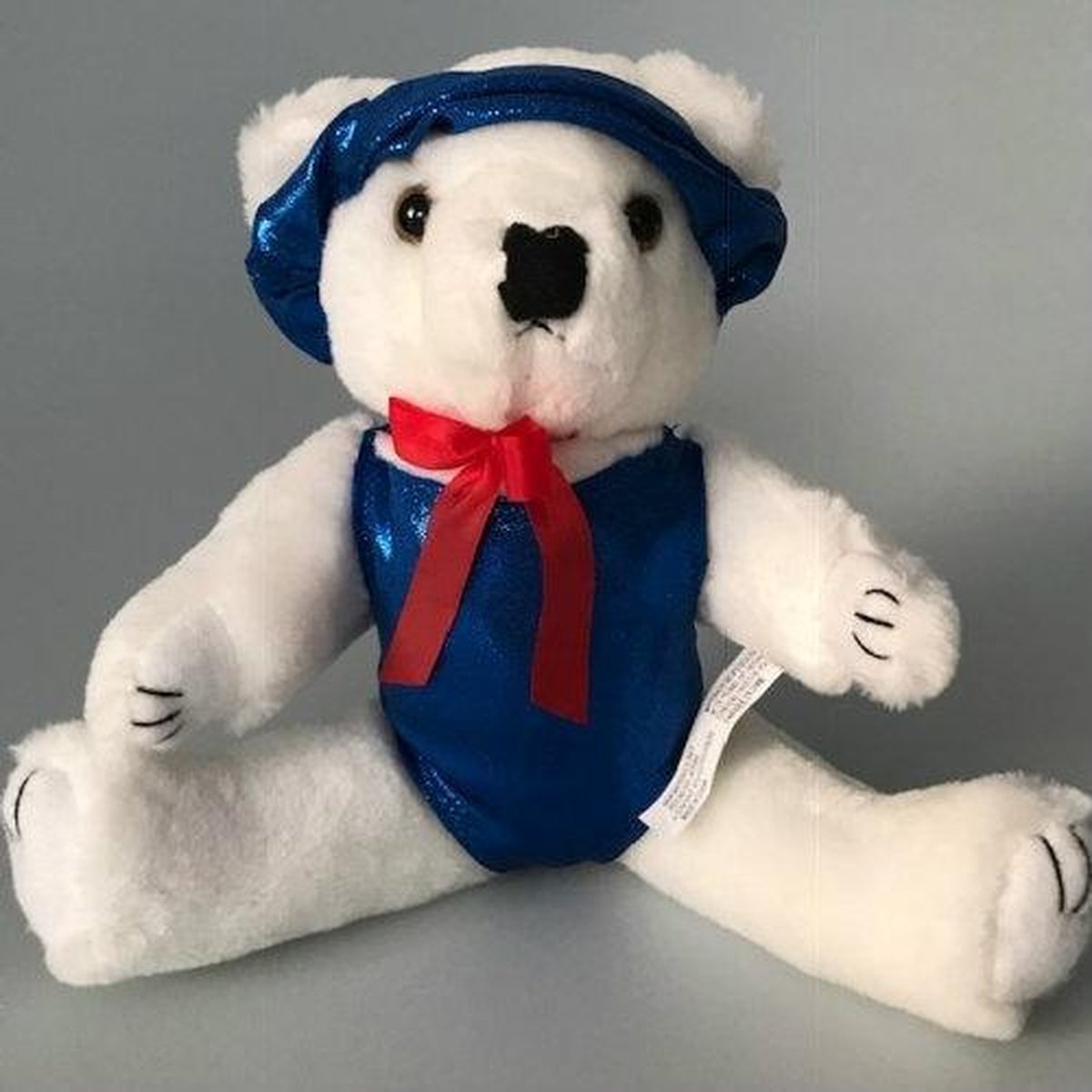 Dreamlight - Teddybeer - Pluche - Wit - Met Turnpakje - Royal Blauw Turnpakje