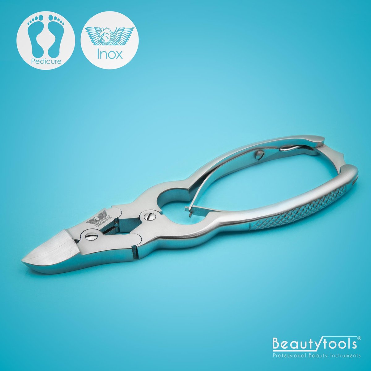 Beautytools HEAVY-DUTY Nagelknipper PREMIUM Nageltang Groot Met Dubbele Overbrenging Voor Harde Teennagels / Kalknagel - Dubbelscharniertang Gebogen - 23 mm Bek (NN-0041)