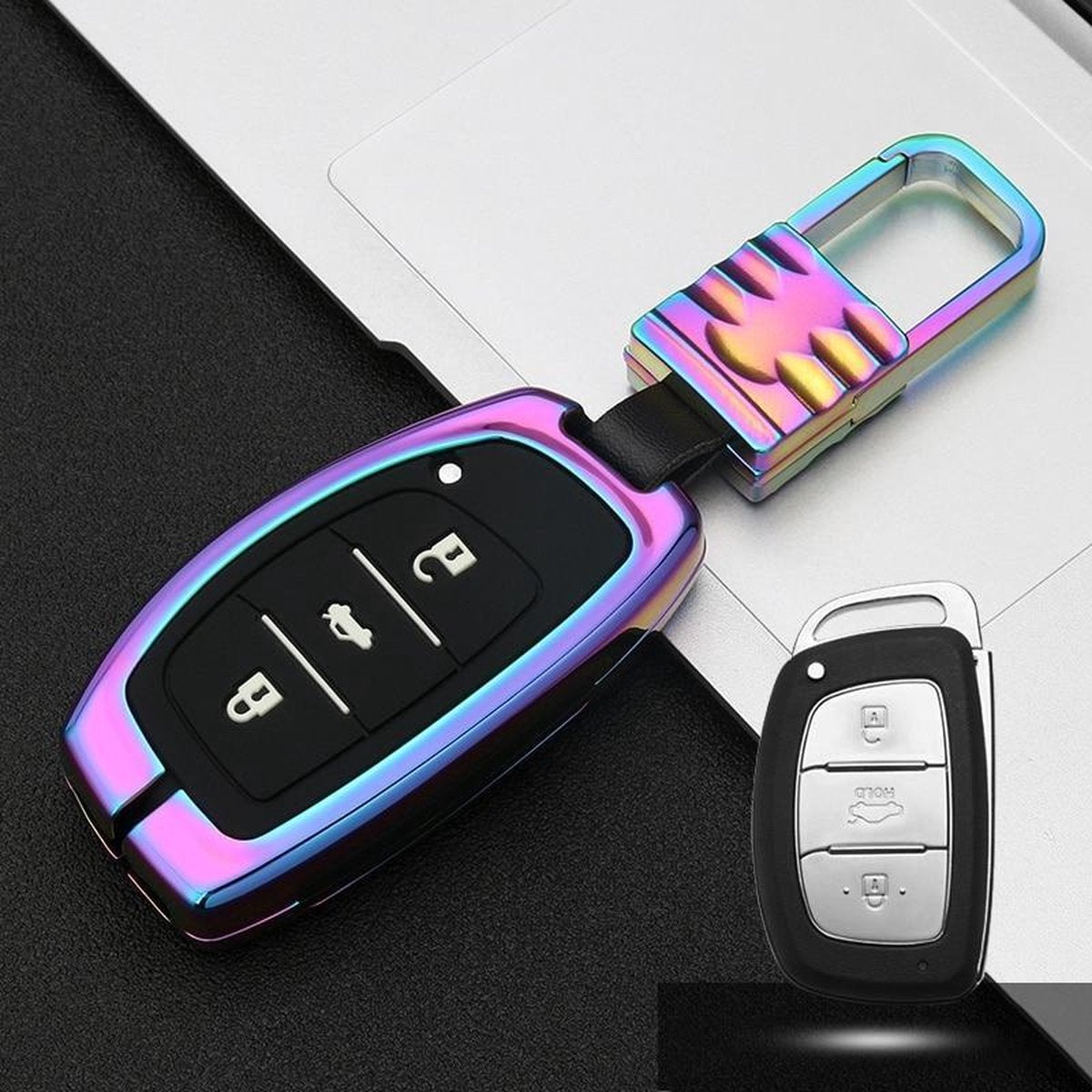 Auto Lichtgevende All-inclusive Zinklegering Sleutel Beschermhoes Sleutel Shell voor Hyundai B Stijl Smart 3-knop (kleur)