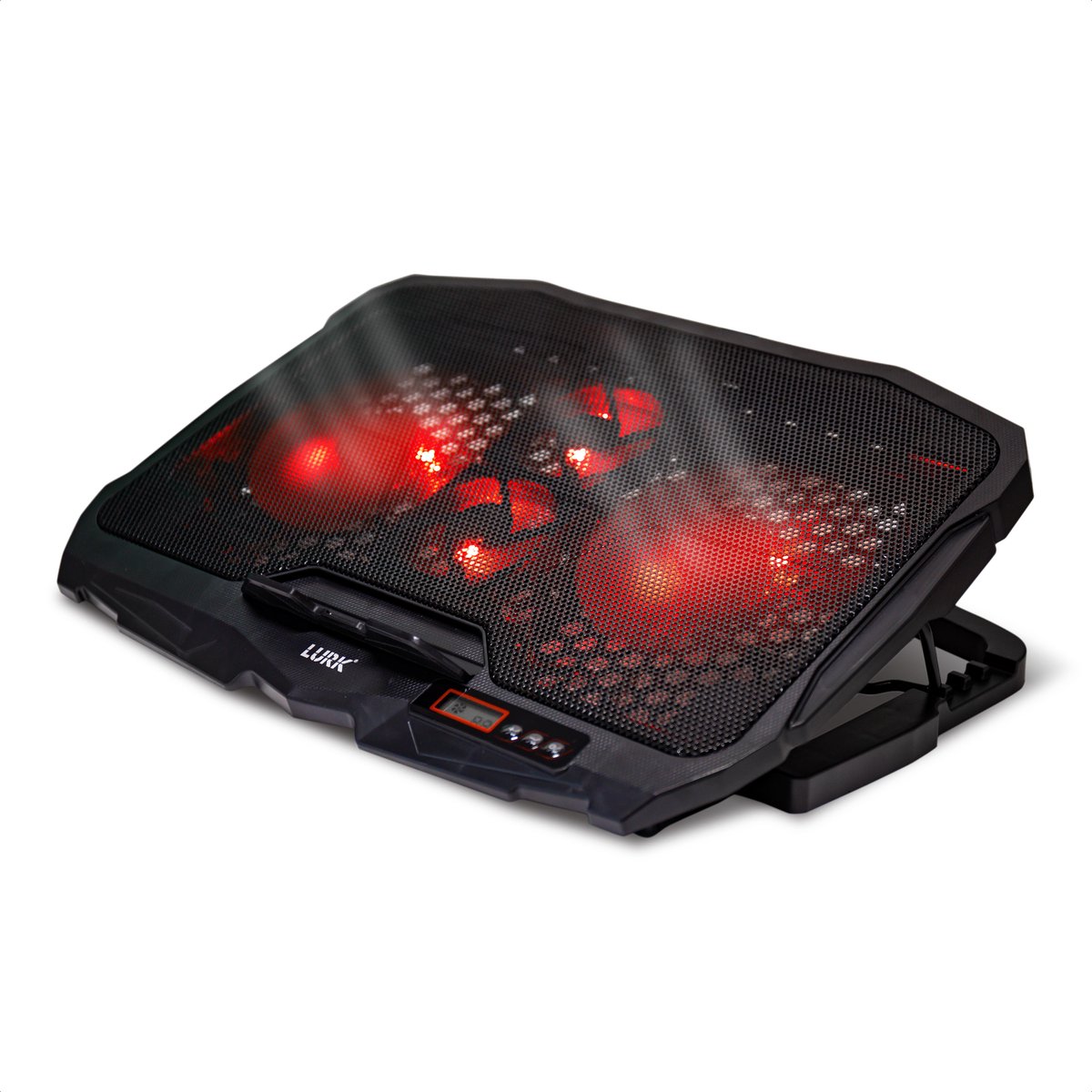LURK® ACTIVE  Laptopstandaard met Cooling Pad - Laptop Cooler / Koeler - 4 Ventilatoren - Rode Verlichting - Tot 17 Inch - Ergonomische verstelbaar