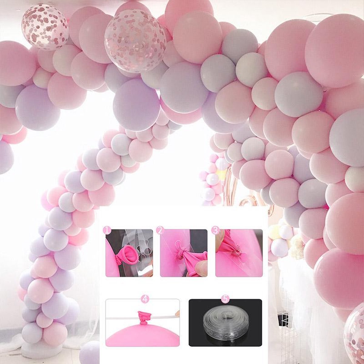 Cabantis Ballonboog Rol 410 gaten|Babyshower|Gender reveal|Feestboog|Ballonnen & Accessoires|5 meter
