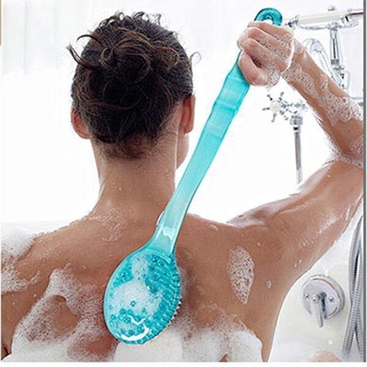 Bad Borstel Terug Body Bad -  Douche Spons-  Scrubber Borstels Met Handvat - Scrub Huid Massager Peeling - Badkamer Borstel