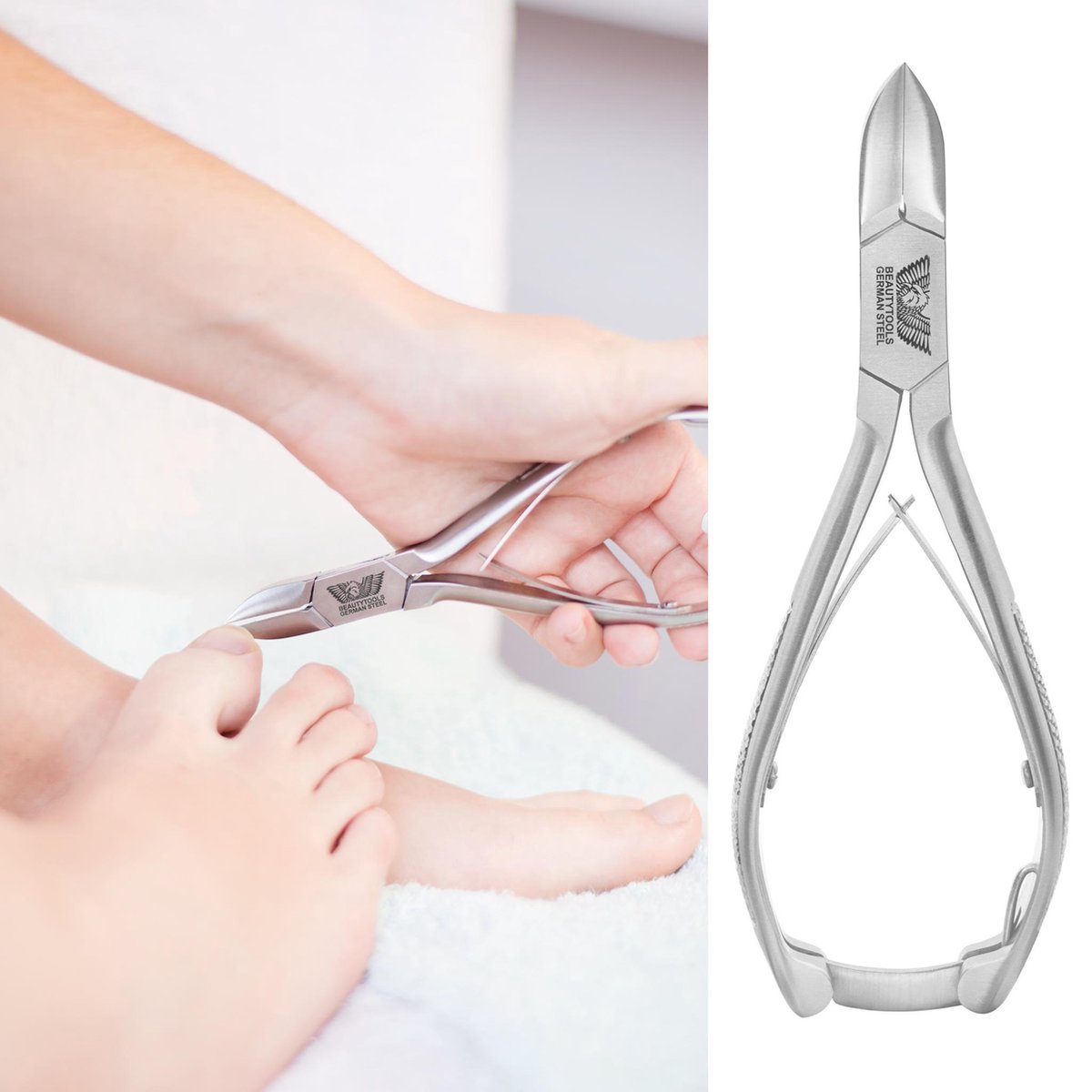 BeautyTools INOX Nagelknipper/Nageltang Voor Harde Teennagels Met Spitse Punt Voor Nagelhoekjes - Voor Harde Teennagels - 18 mm Gebogen Bek (NN-2786)