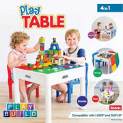 Play&Build 4 in 1 Tafel set - Kindertafel en Stoelen Sets voor binnenactiviteiten