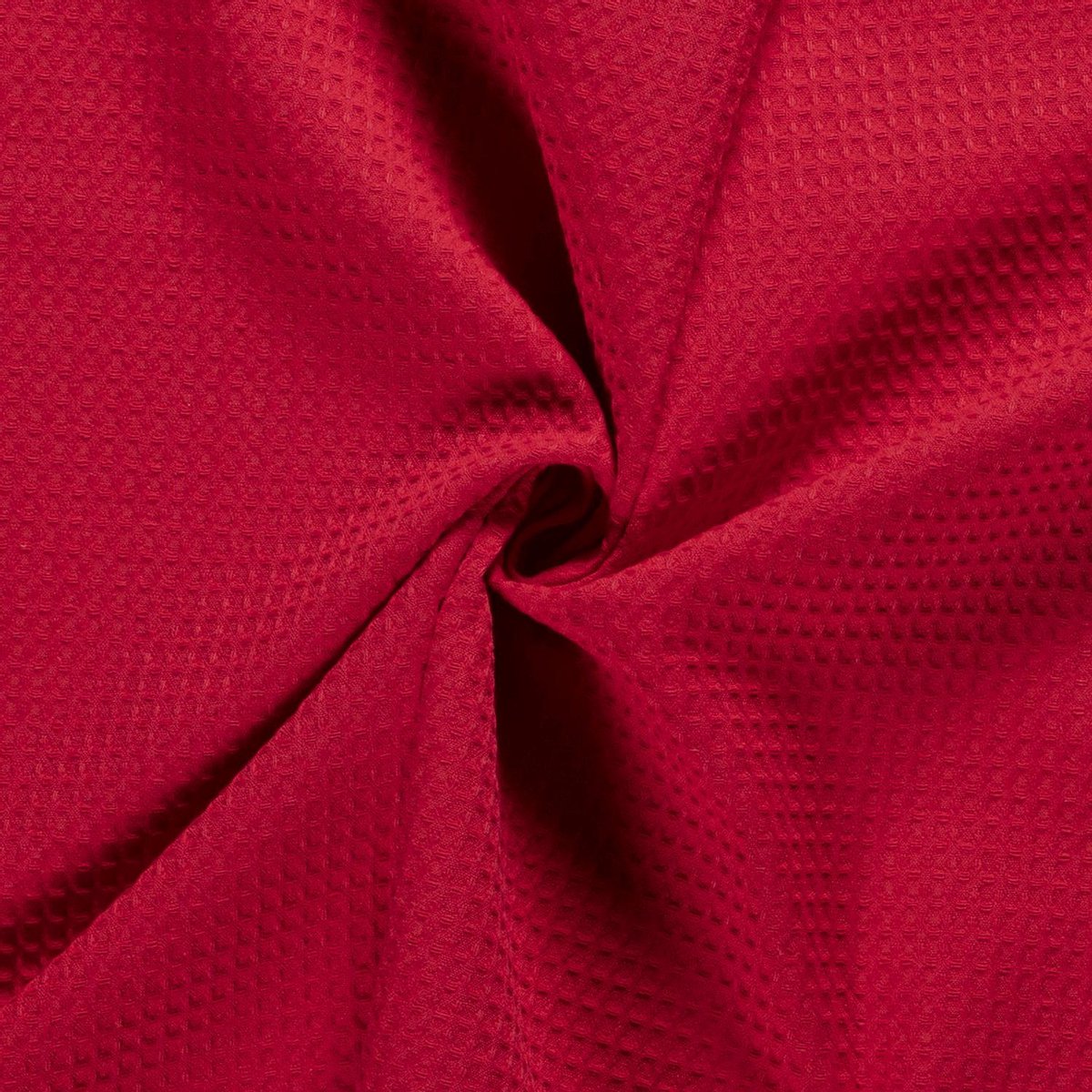 Glim® Wafel stof - Wafelkatoen - Badstof - 100% katoen - Wafeldoek - 100x147cm - Stof per meter - Rood