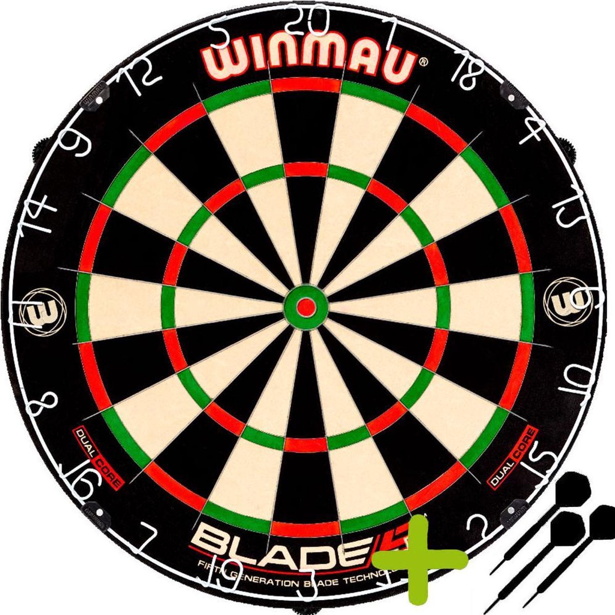 Winmau Blade 5 Dual Core + 1 Set Black Brass