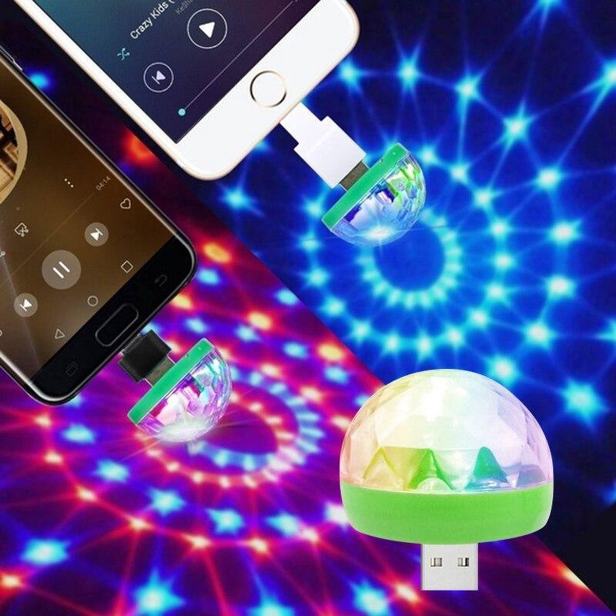 LED Discobal - Discolamp - Valentijn voor hem / haar - Valentijn cadeautje  - inclusief 3 USB PLUGGEN- DJ DISCO Party -feest- Verlichting - USB - iPhone-Samsung-iPad-Android & IOS - Valentijn cadeautje voor hem / haar