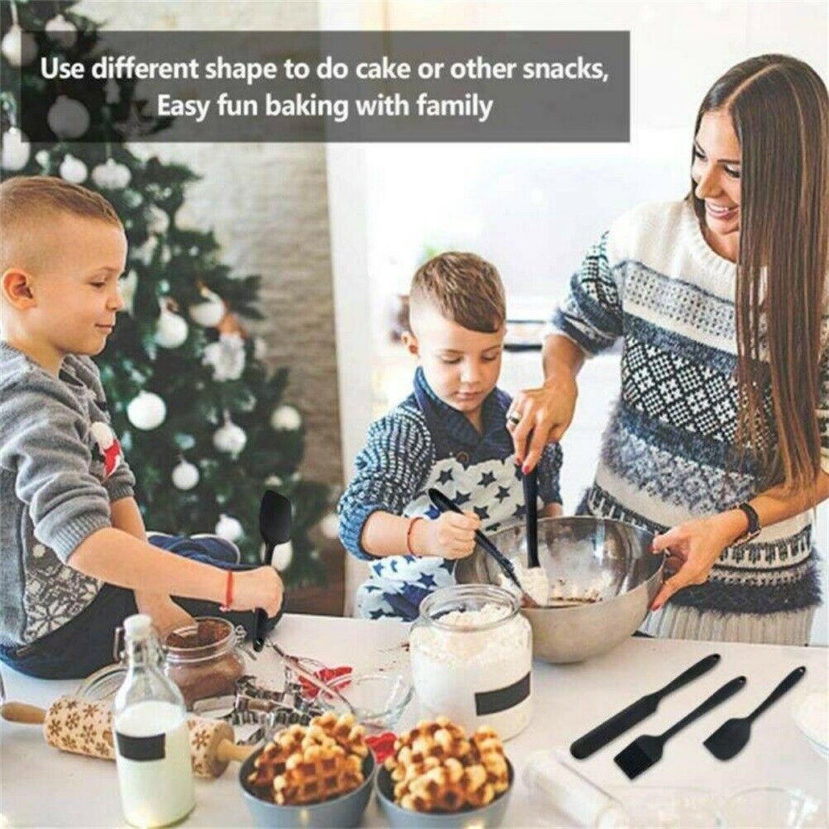 BOTC Silicone Spatula Set -  6 Piece - Zwart  -  Non-Stick -Heat-Resistant - SCraper Turner Pastry Brush for Cooking