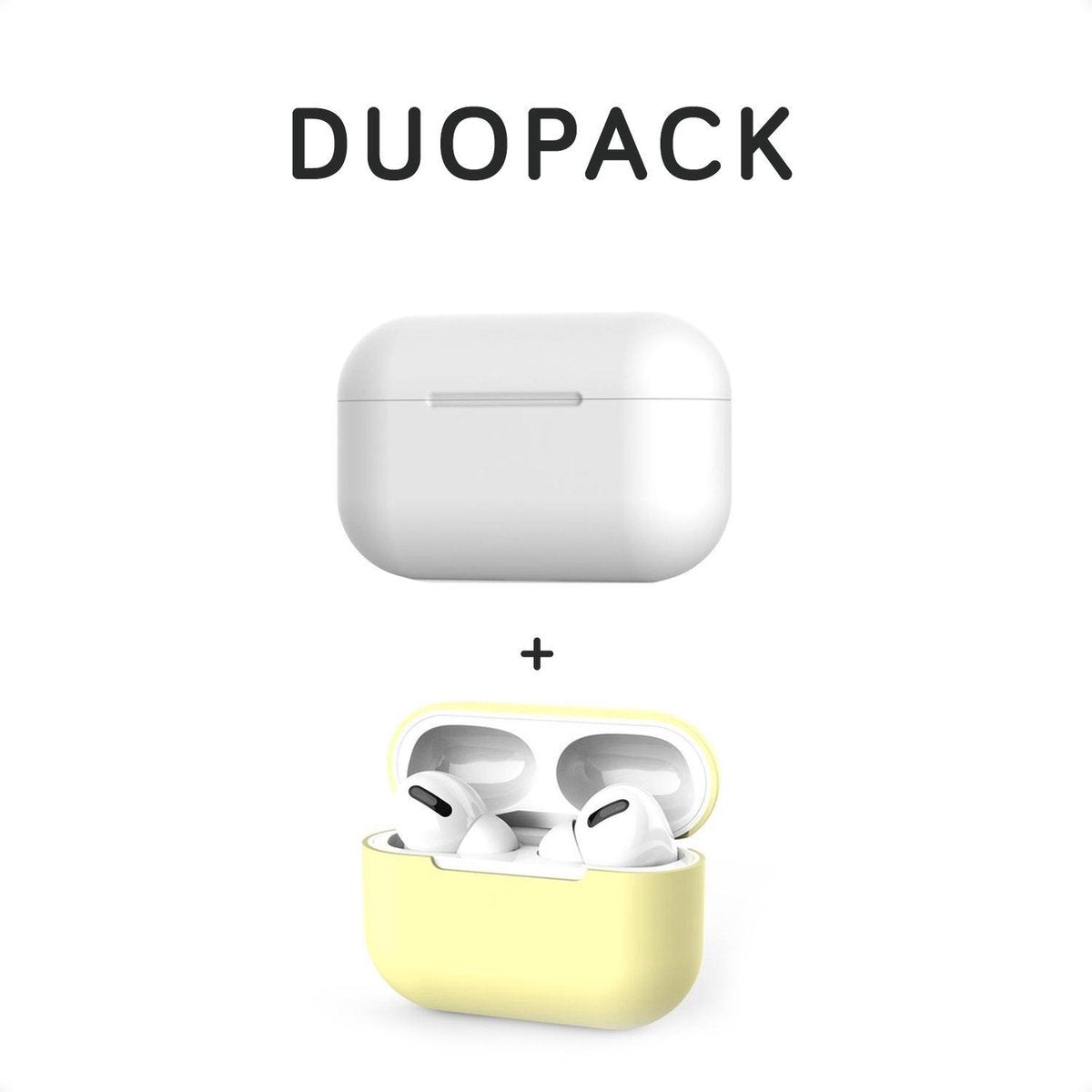 COMBI DEAL - Subbs - Siliconen Bescherm Hoesjes Covers Wit + Geel voor Apple AirPods Pro - DUOPACK
