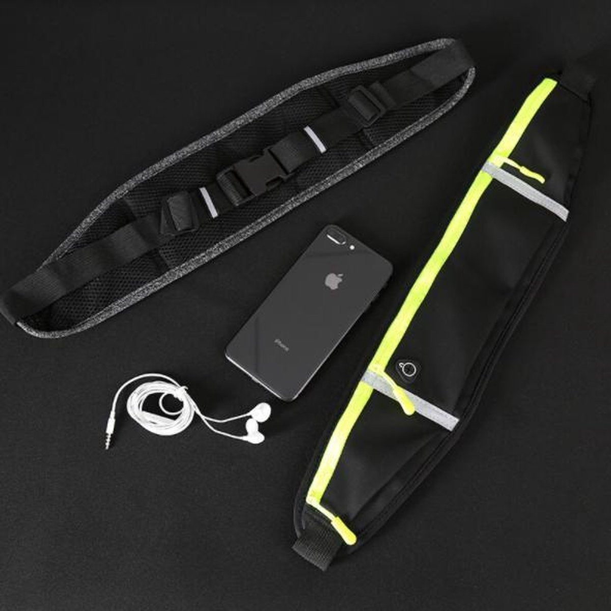 Pulver® Sport Heupband - Hardloopband Telefoon - Sportband - Hardloop Riem - Heuptas - Unisex/Onesize - Running belt - Zwart / Groen