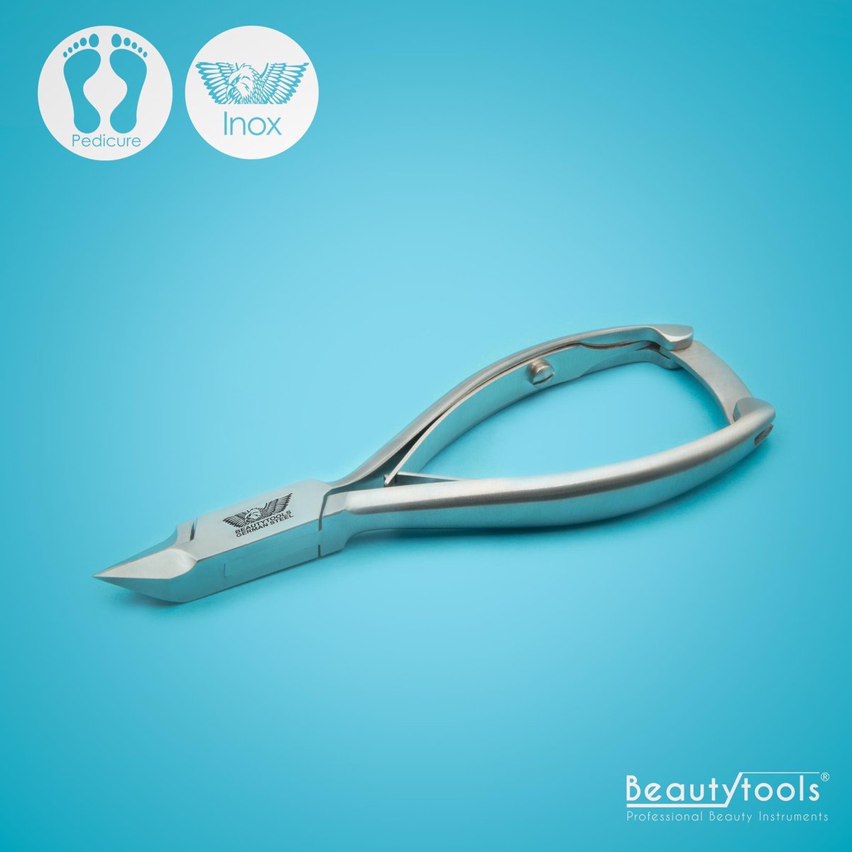 PROMO! BeautyTools INOX Nagelknipper/Nageltang Met Spitse Bek Voor Nagelhoekjes - Hoektang (Voor Ingegroeide Teennagels) Uitgestoken snijvlak - 14 mm Rechte Bek (NN-1833)