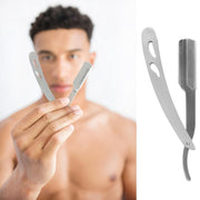 BeautyTools Easy-Shave Open Scheermes / Barbiersmes / Schavette Voor Baard en Nekhaar – Silver Shave - Incl. 10 Derby Double Edge mesjes en Opbergdoos (SR-1215) INOX