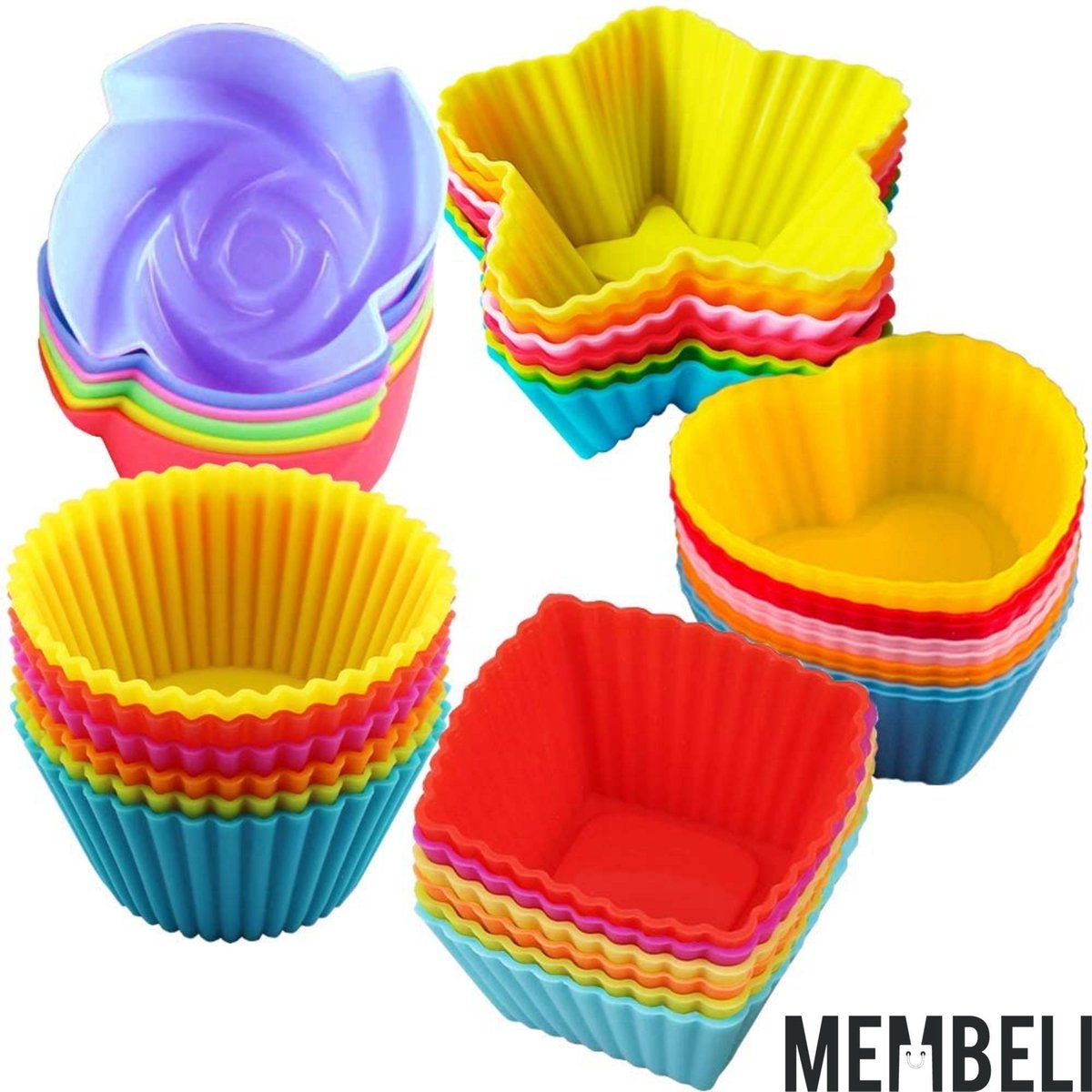 Membeli® cupcake vormpjes - 25 stuks - Herbruikbare Siliconen Cupcake vormpjes set - Cupcake Bakvormpjes