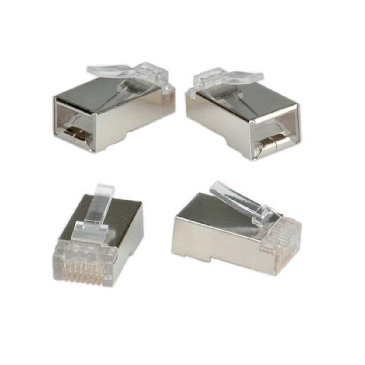 Roline RJ45 krimp connectoren voor F/UTP CAT6 netwerkkabel (flexibel en vast) - 10 stuks